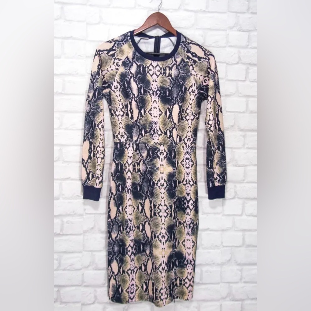 Baum und Pferdgarten NWT Elegant Snake Print bodycon long sleeve Midi Dress M